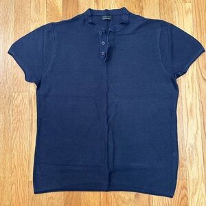 Zara Summer Navy Short Sleeve Shirt